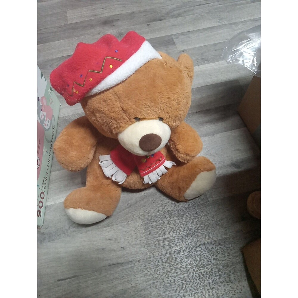 Fiesta Christmas Teddy Bear Brown Hat Scarf Stuffed Plush 12 Inch